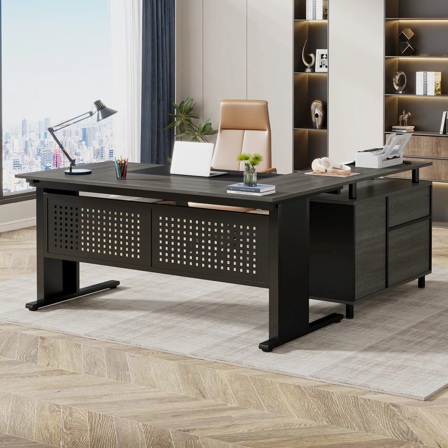 Modern 63" Executive Versatile L-shaped Desk