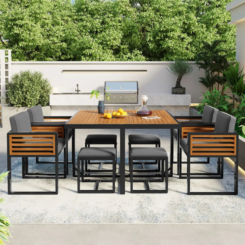 Acacia Wood 9-Piece Patio Dining Set