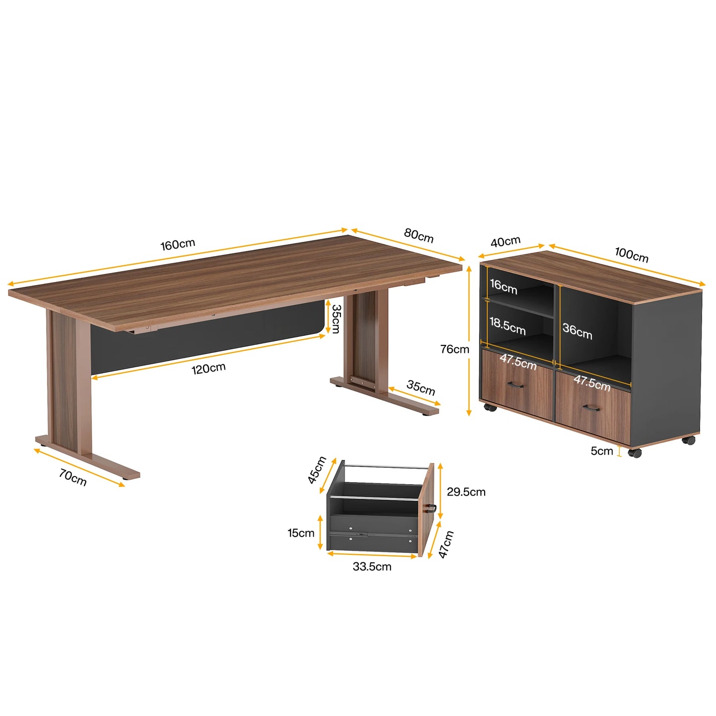 63" Large L-Shaped Executive Office/Computer Desk