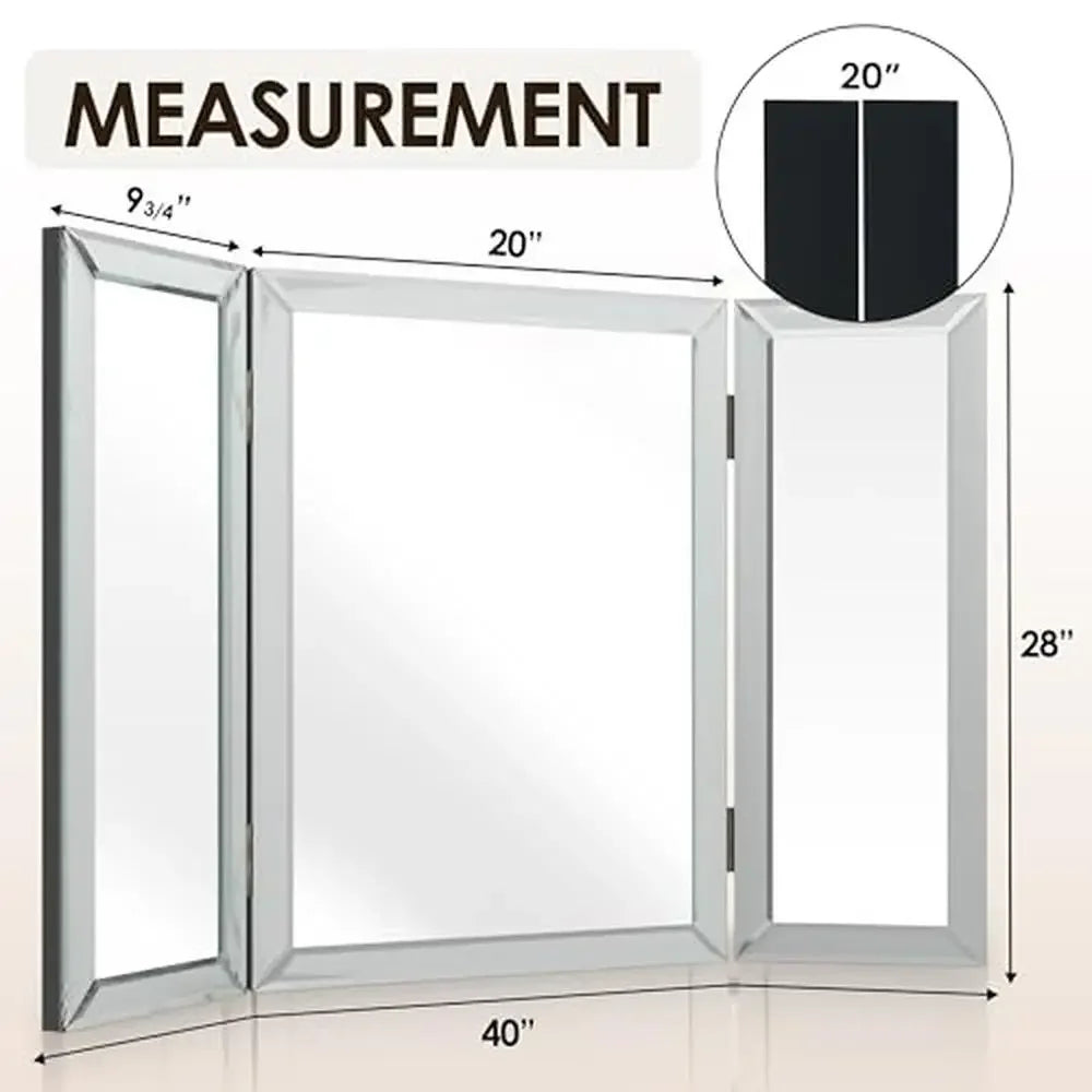 Beautiful & Modern Tri-fold Bathroom Wall Mirror