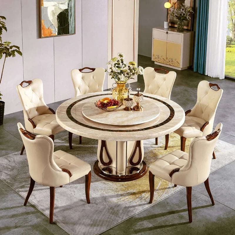 European Round Dining Table Set for 6