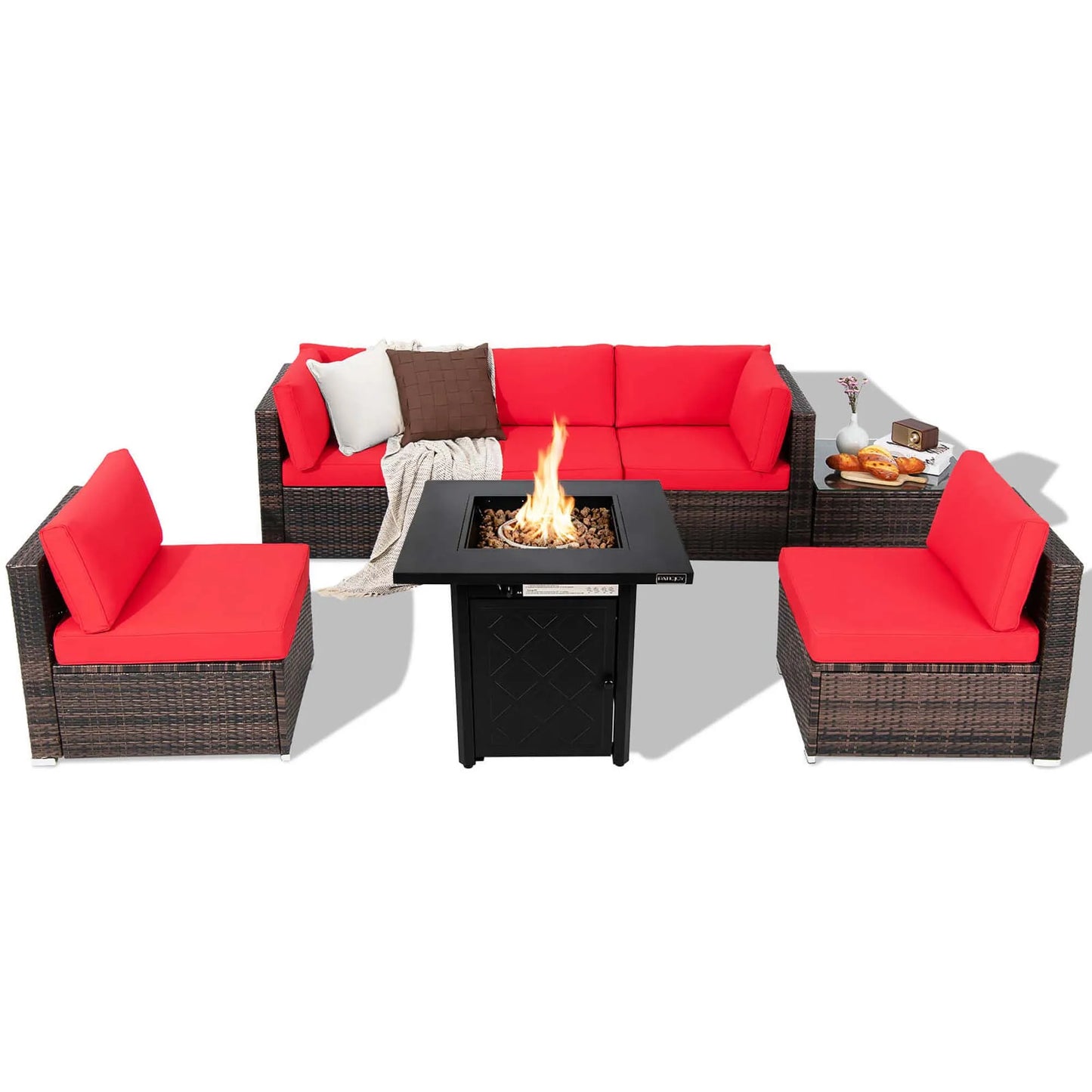 7-pc Patio Set-Gas Fire Pit Table