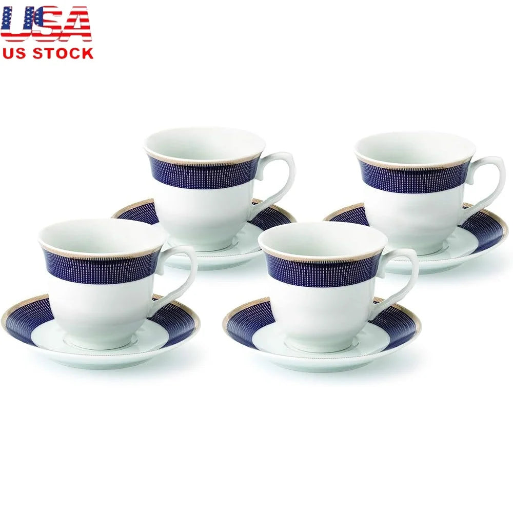 Porcelain Blue & White Tea Cups~Set of 4
