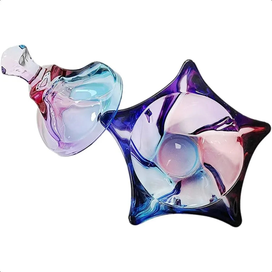 Luxury Star Shaped 14oz Colorful Crystal Candy Dish w/Lid