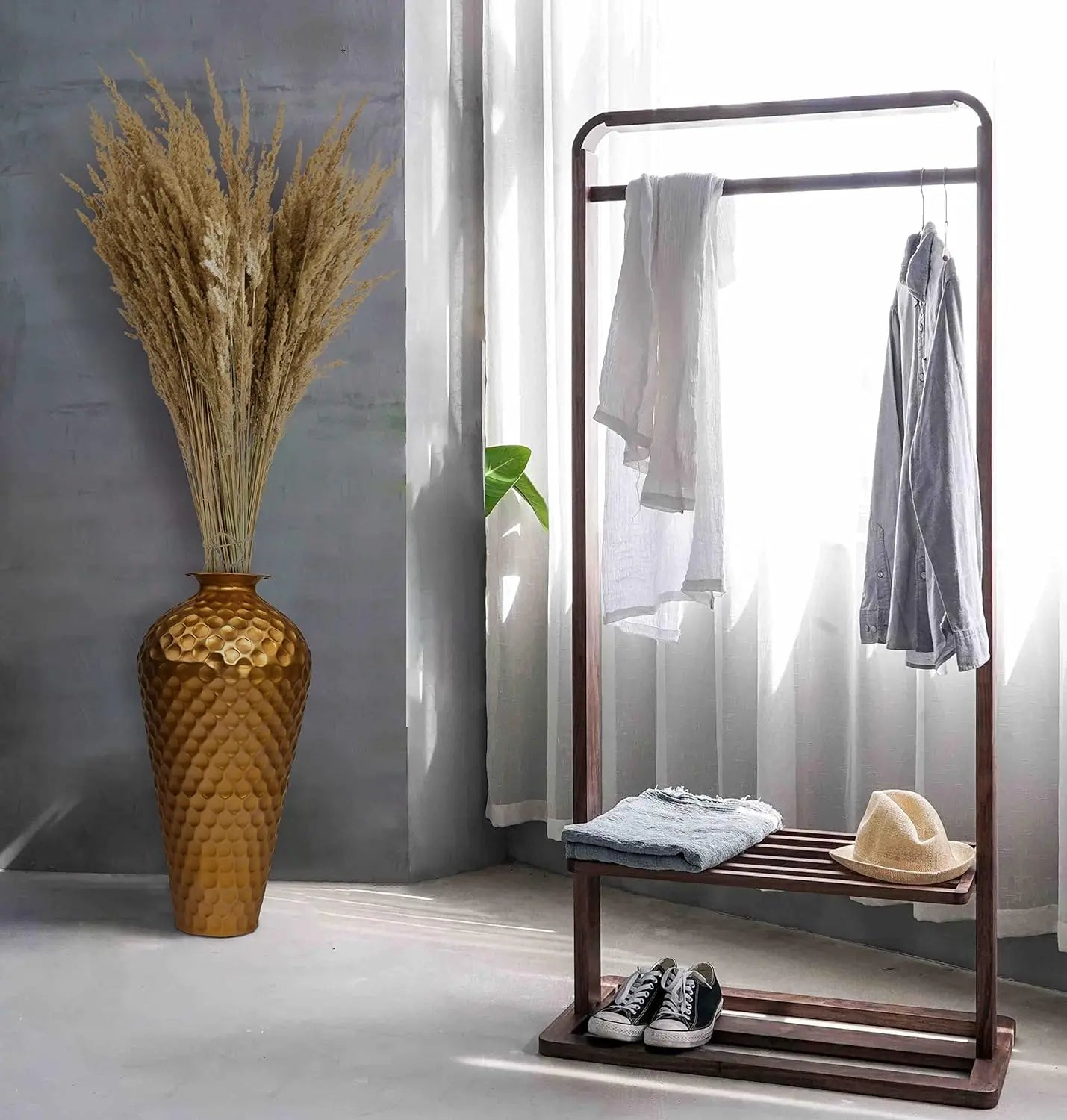 Modern Gold Metal Hammered Elegant Floor Vase