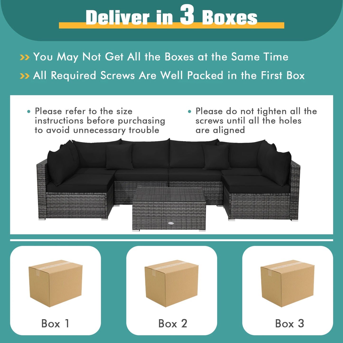 Modern 7-Piece PE Rattan Sectional Sofa Set