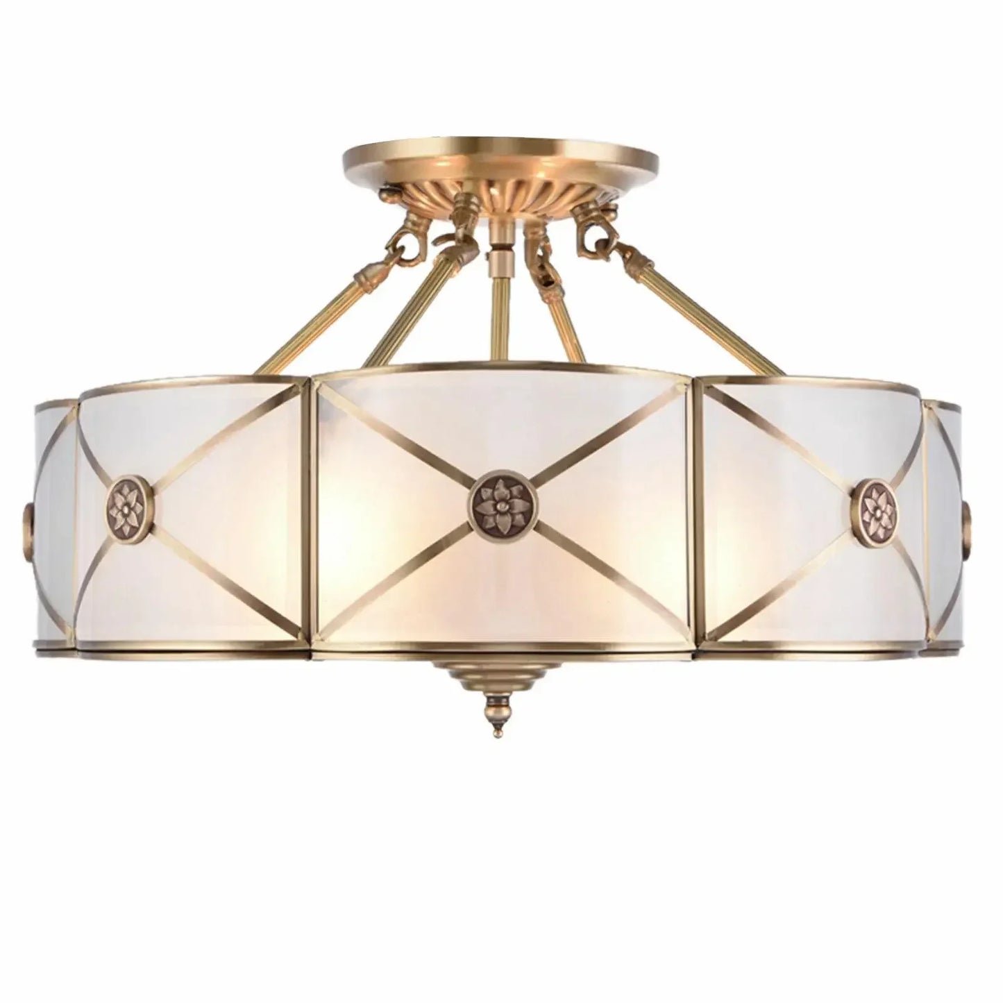 Luxury Hanging Pendant Chandelier w/Handmade Glass Lampshade