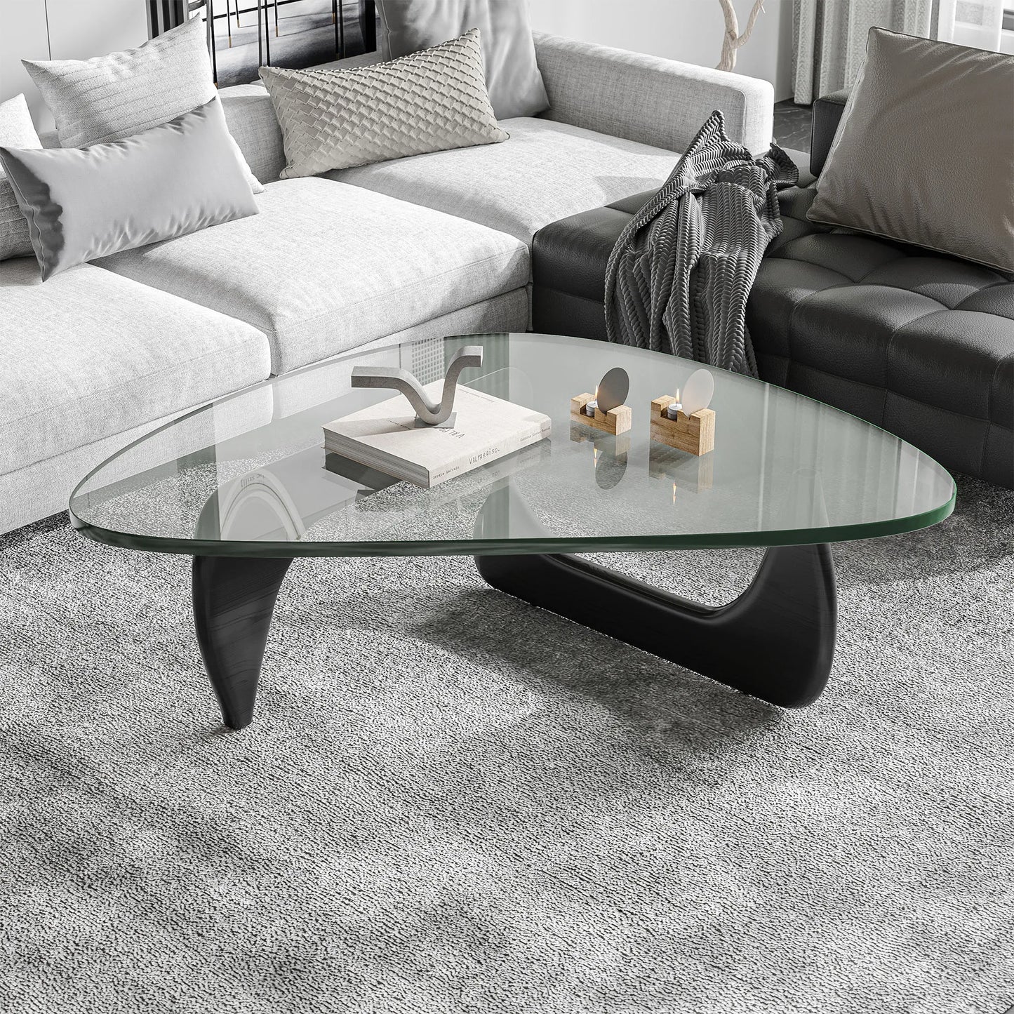 New Design Mid-century Style Triangle Glass Coffee Table