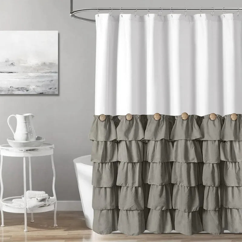 Farmhouse 72"x72" Fabric Shower Curtain Set