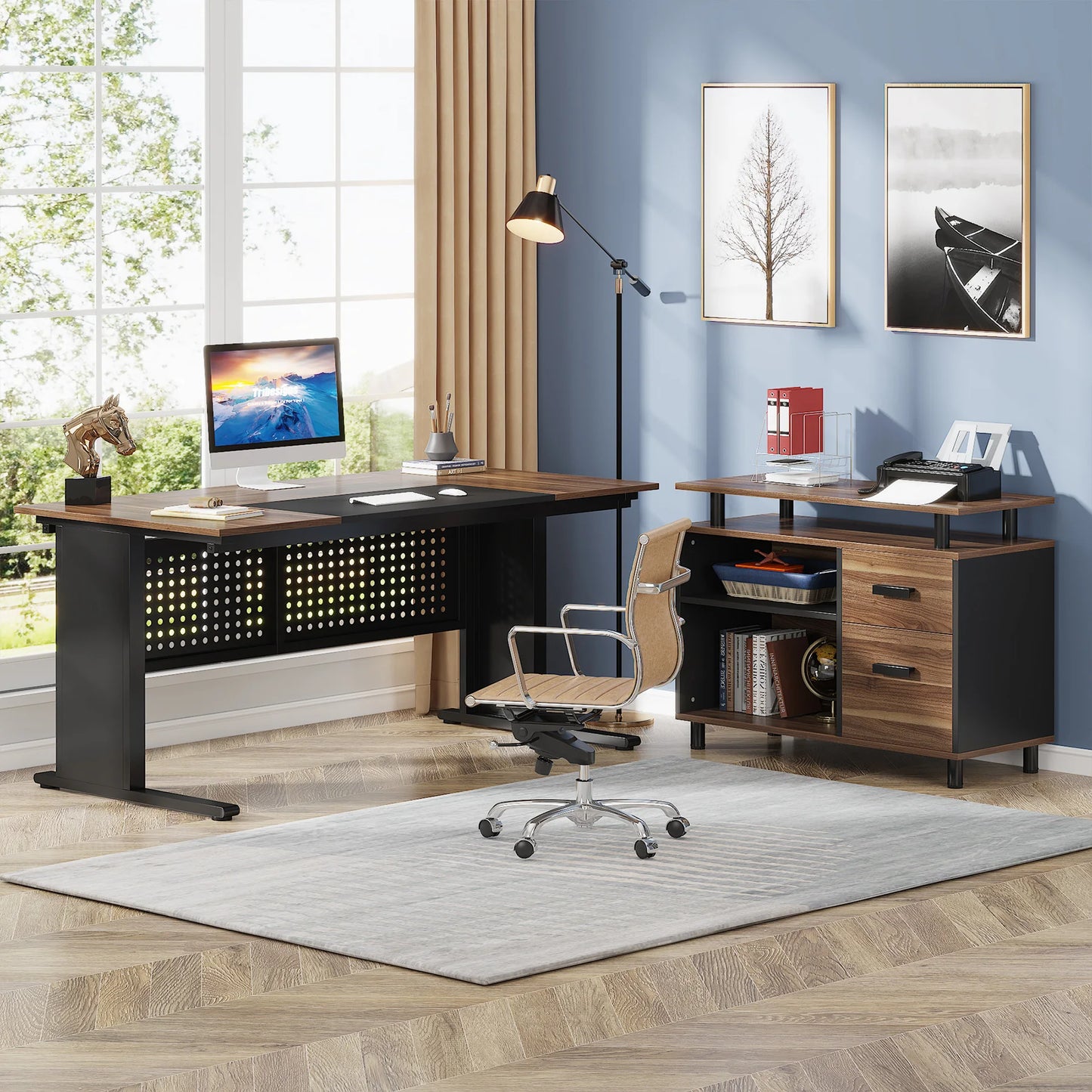 Modern 63" Executive Versatile L-shaped Desk