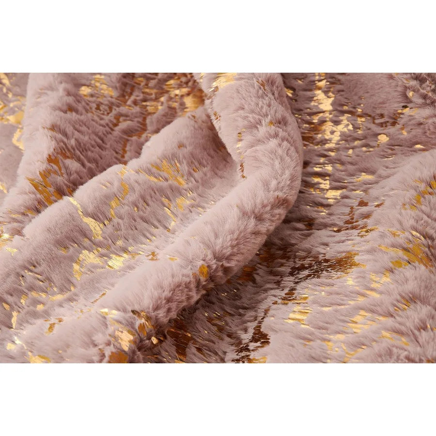 Luxury Chinchilla Faux Fur Gilded Dust Pink Throw Pillow