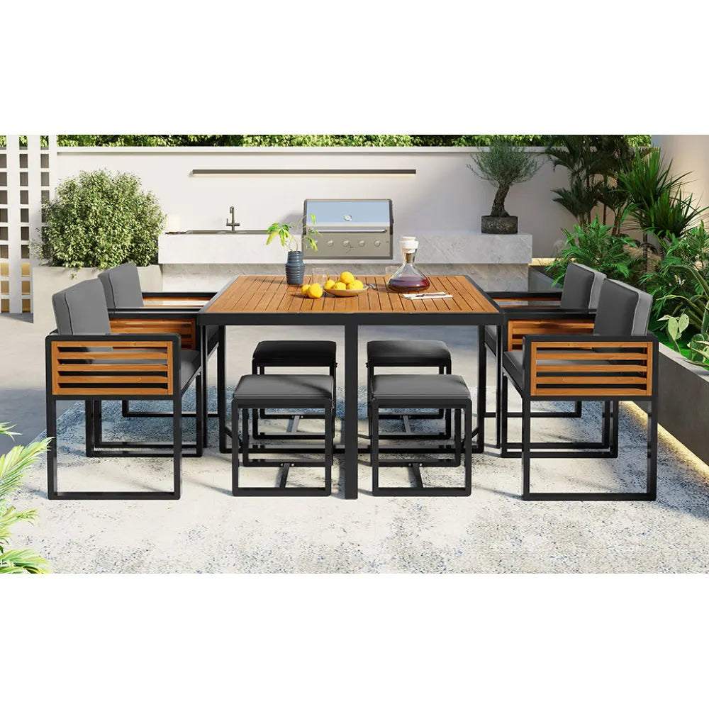 Acacia Wood 9-Piece Patio Dining Set