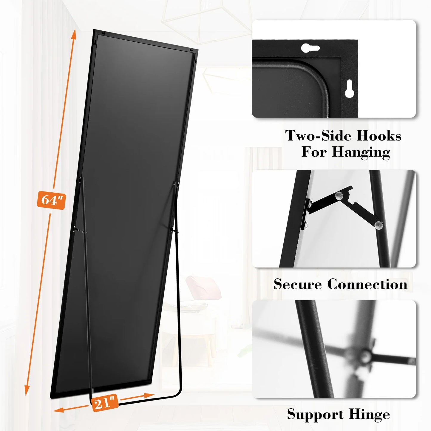 Simple & Modern 64" Tall Full Body Wall Mirror