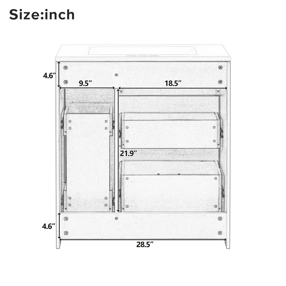 Classic 30" Bathroom Vanity Set w/Premium Ceramic Sink