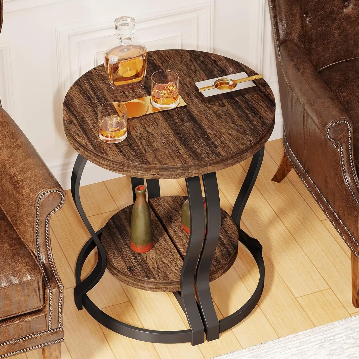 Elegant Vintage Style Half Moon Side Table for Living Room