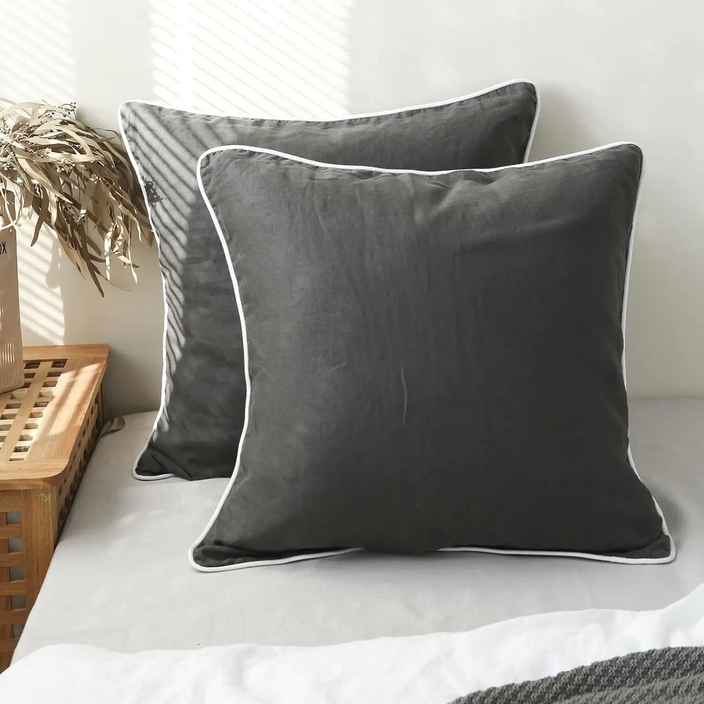 Unique Washed Linen Euro Pillow Sham-Set of 2