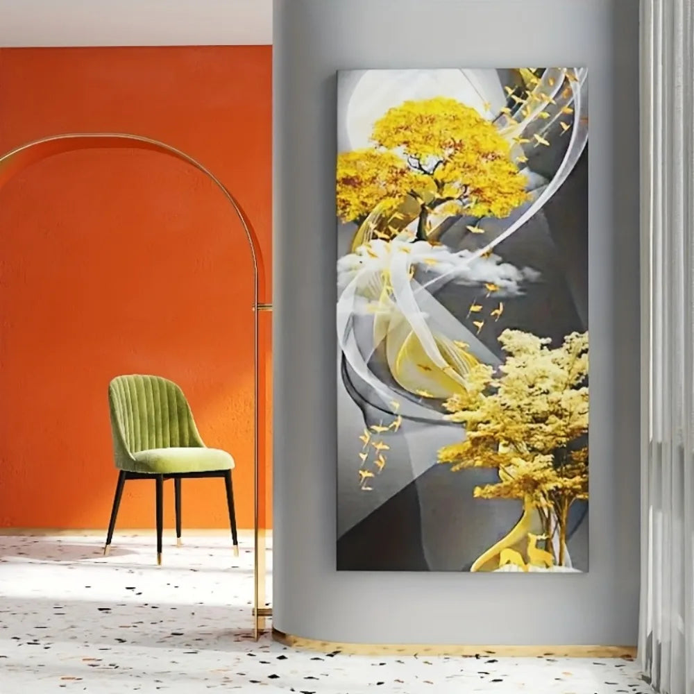 Modern Abstract Gold Tree Canvas Wall Art