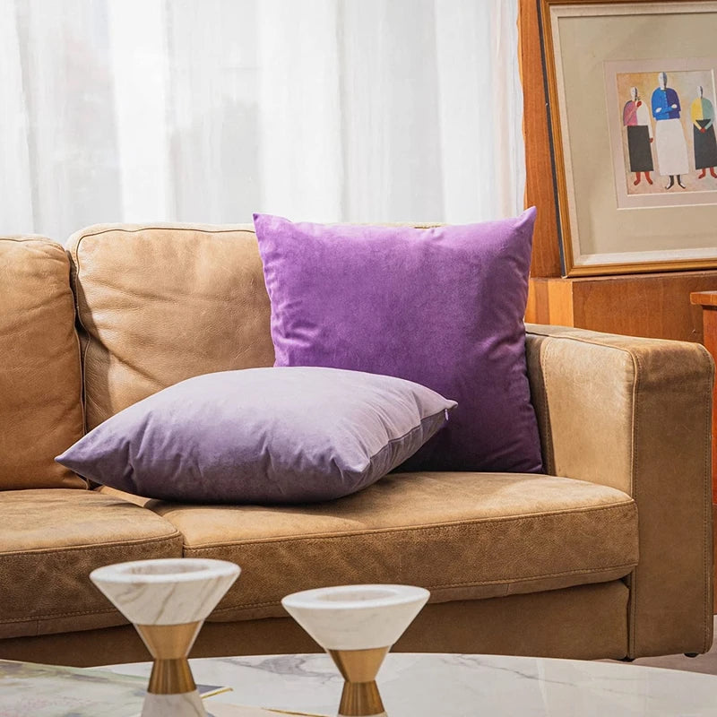 2-Piece Decorative Solid Soft Velvet Throw Pillow Covers(no insert)