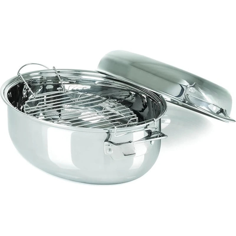 Viking 3-Ply Stainless Steel Oval Roasting Pan w/Lid
