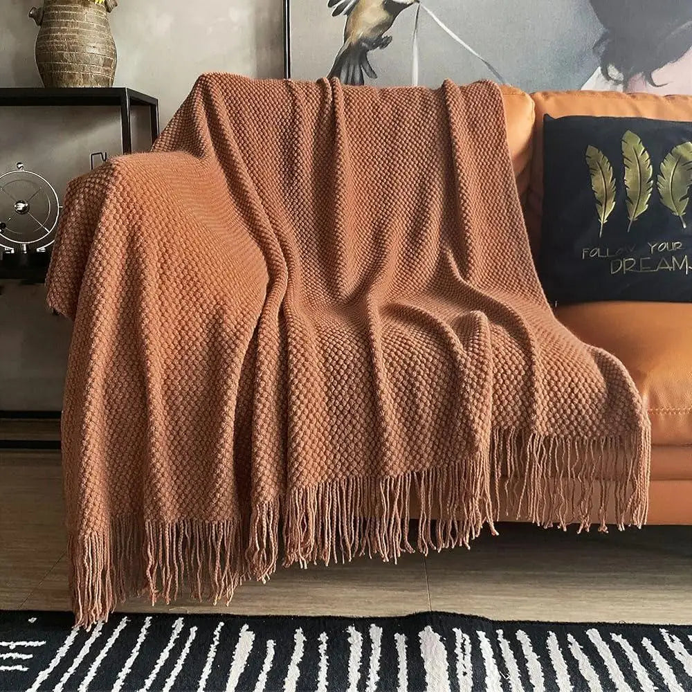 Lightweight Knitted Throw Blanket