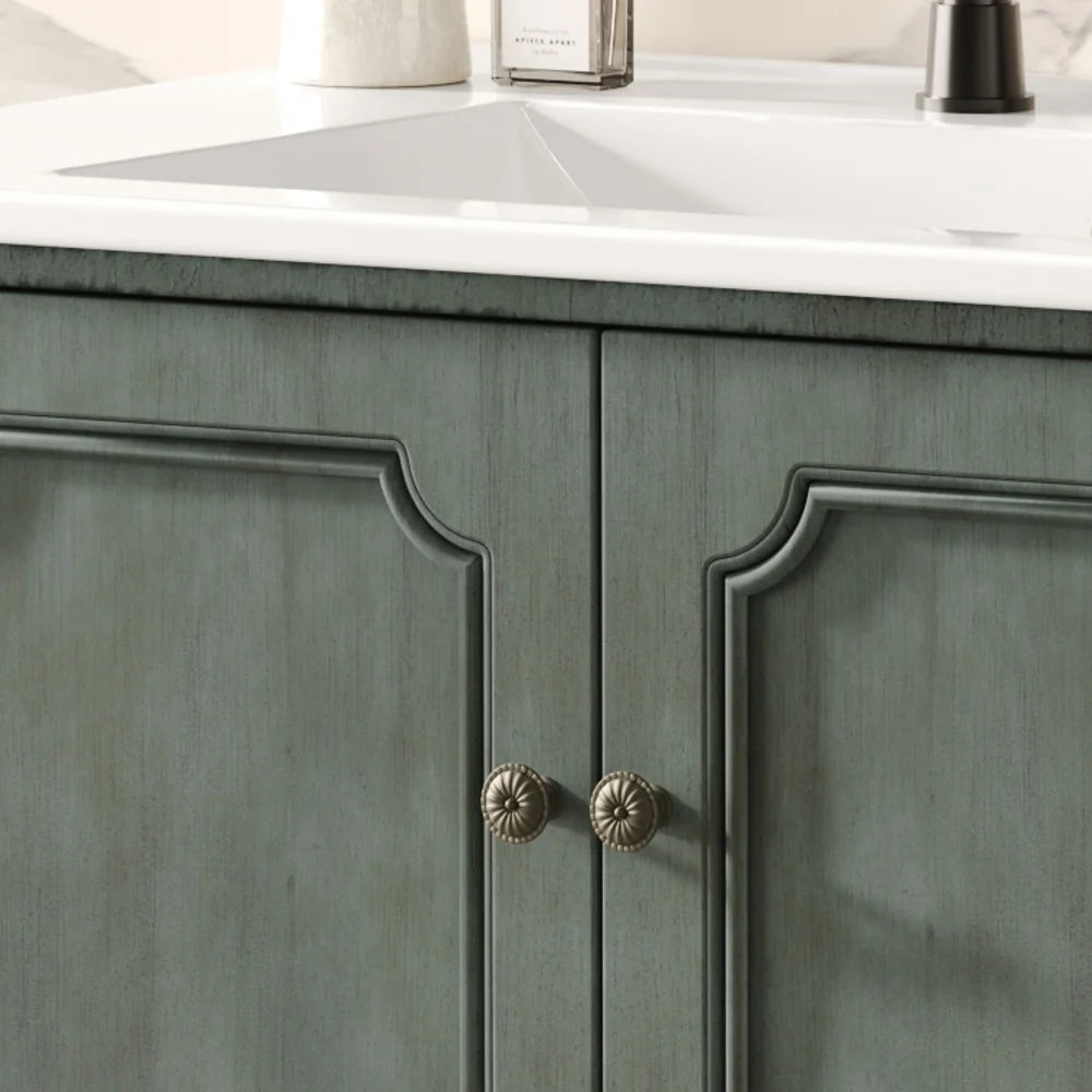 American Retro Style 30" Bathroom Vanity w/Separate Ceramic Sink