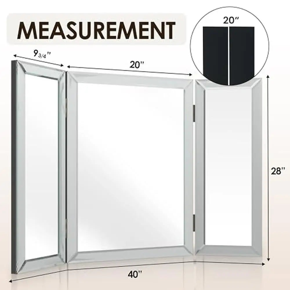 Beautiful & Modern Tri-fold Bathroom Wall Mirror