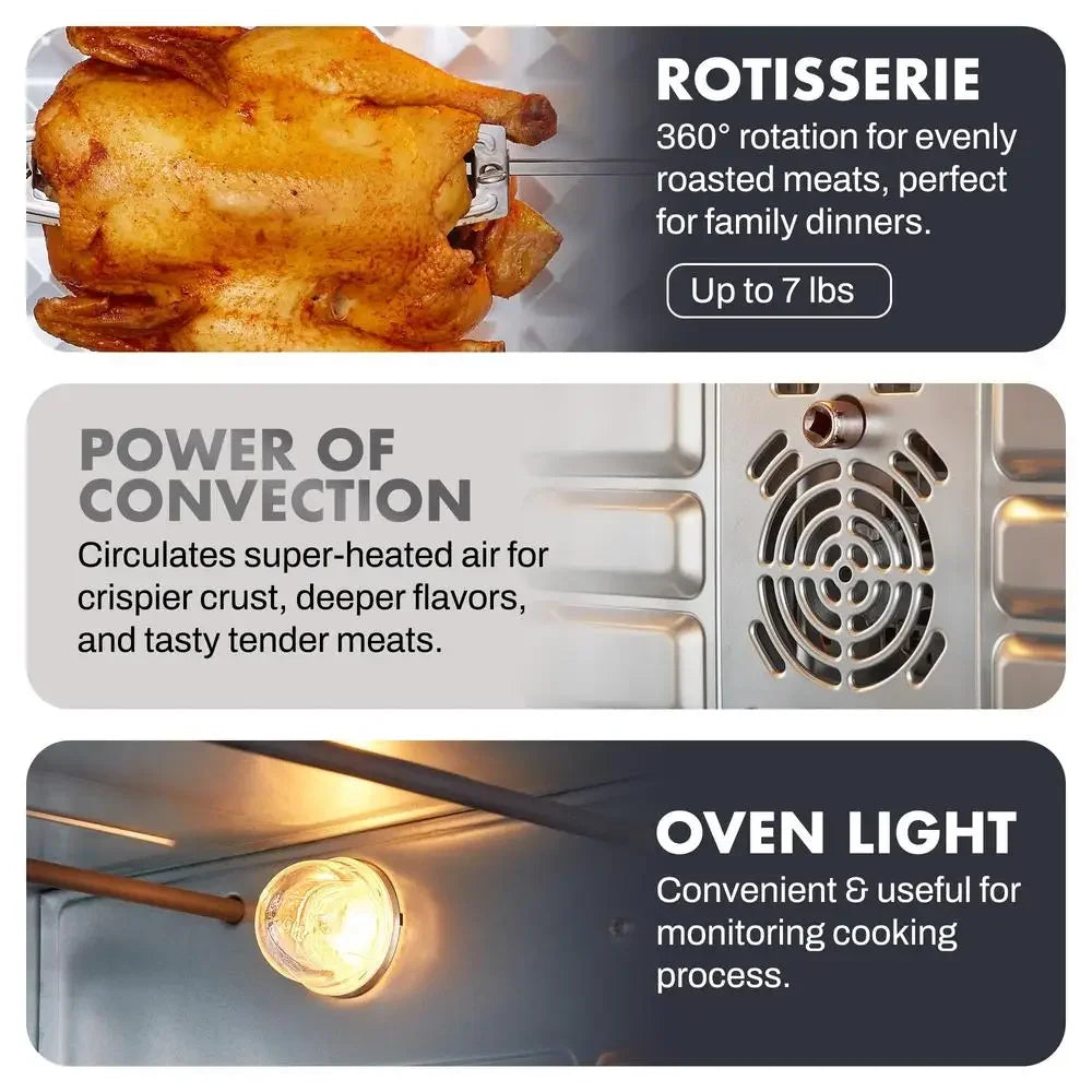 45L Countertop Convection/Rotisserie Oven With French Doors