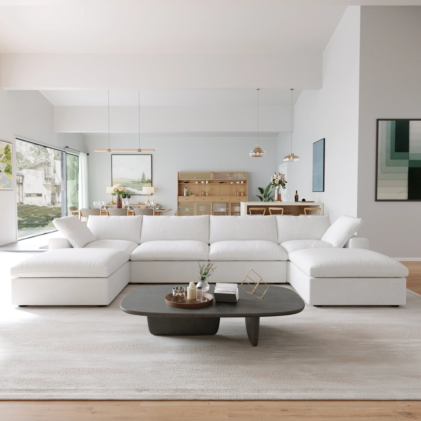 Modular 6-seat U-shaped Down Filled Comfy Cloud Couch