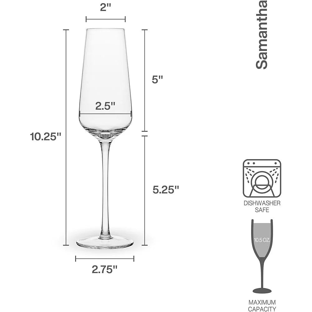 Modern & Elegant Crystal Champagne Toasting Flutes~Set of 4