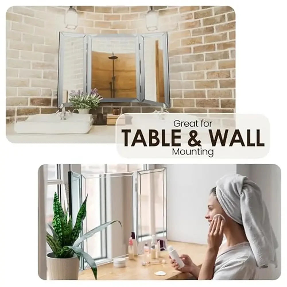 Beautiful & Modern Tri-fold Bathroom Wall Mirror
