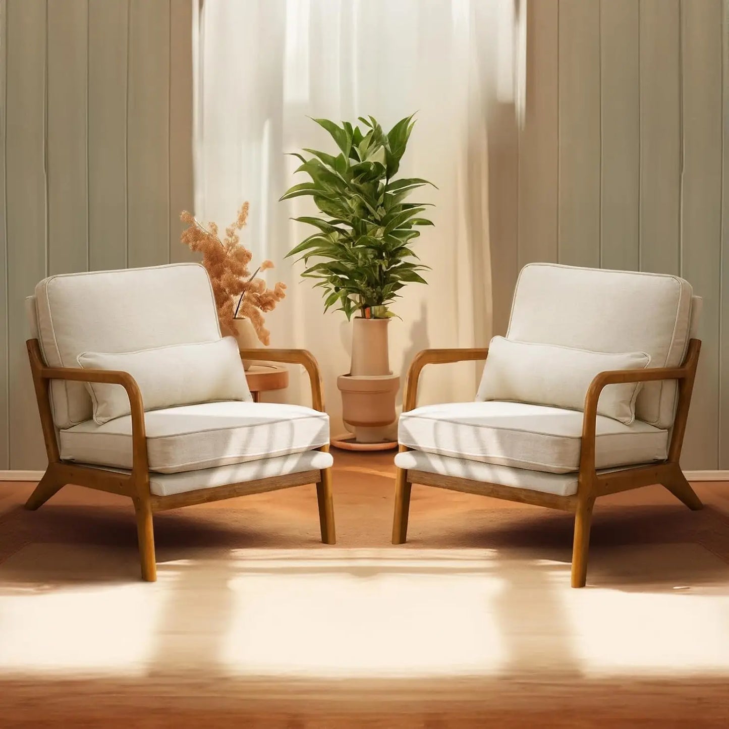 Mid-century Modern Upholstered Accent Chair(Set of 2)