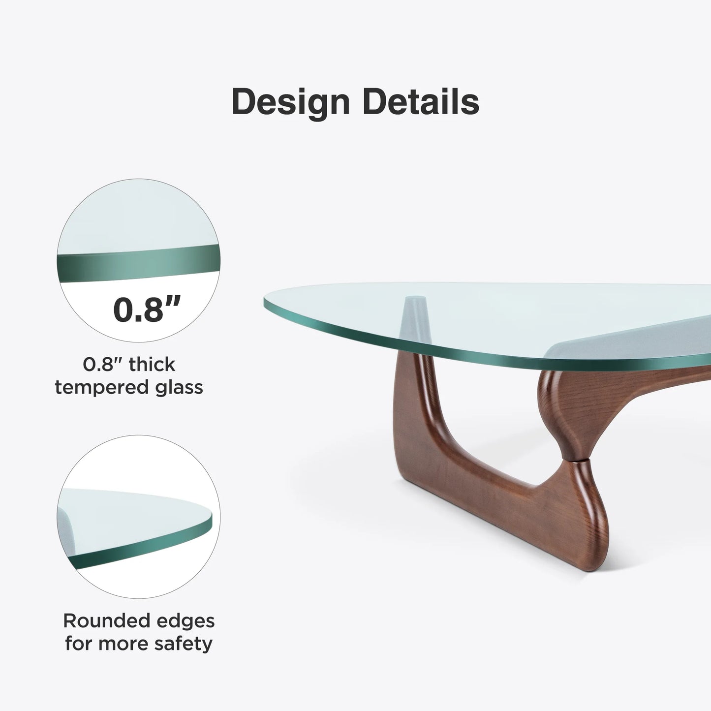 New Design Mid-century Style Triangle Glass Coffee Table