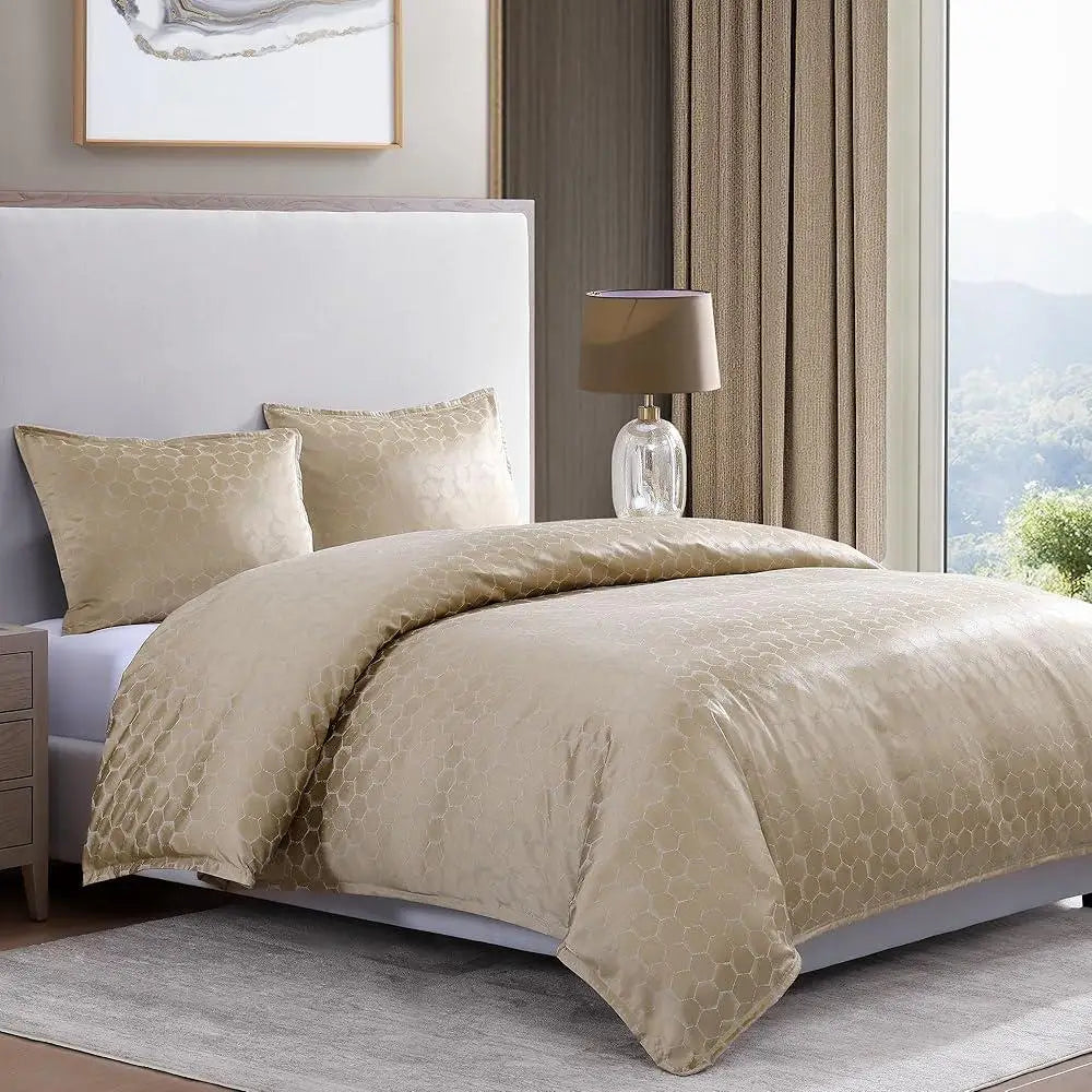 Modern Super Queen 3-Piece Metallic Jacquard Comforter Bedding Set