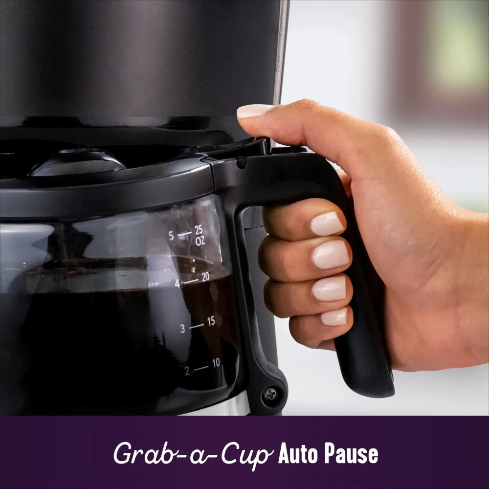 Compact 5-Cup Programmable Black Coffee Maker