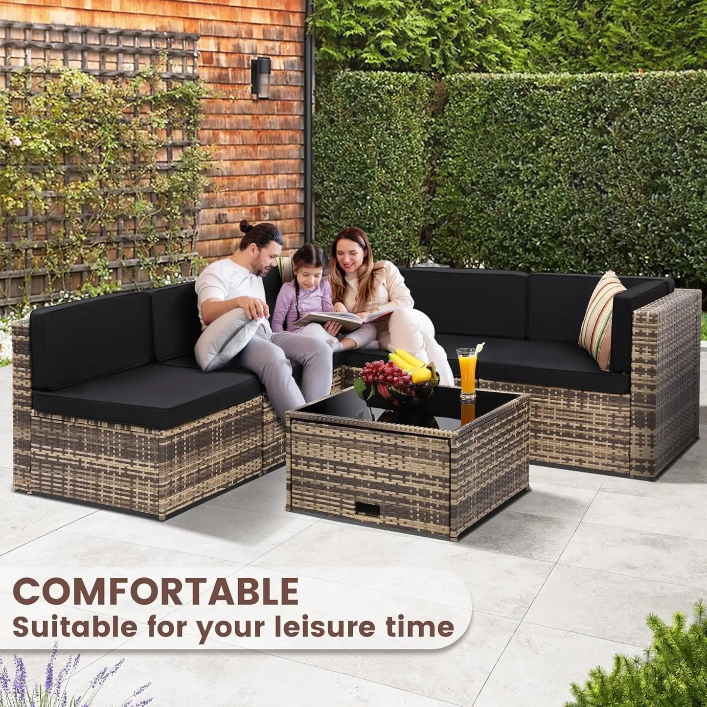 8-Piece Outdoor Wicker/Rattan Patio Conversation Set