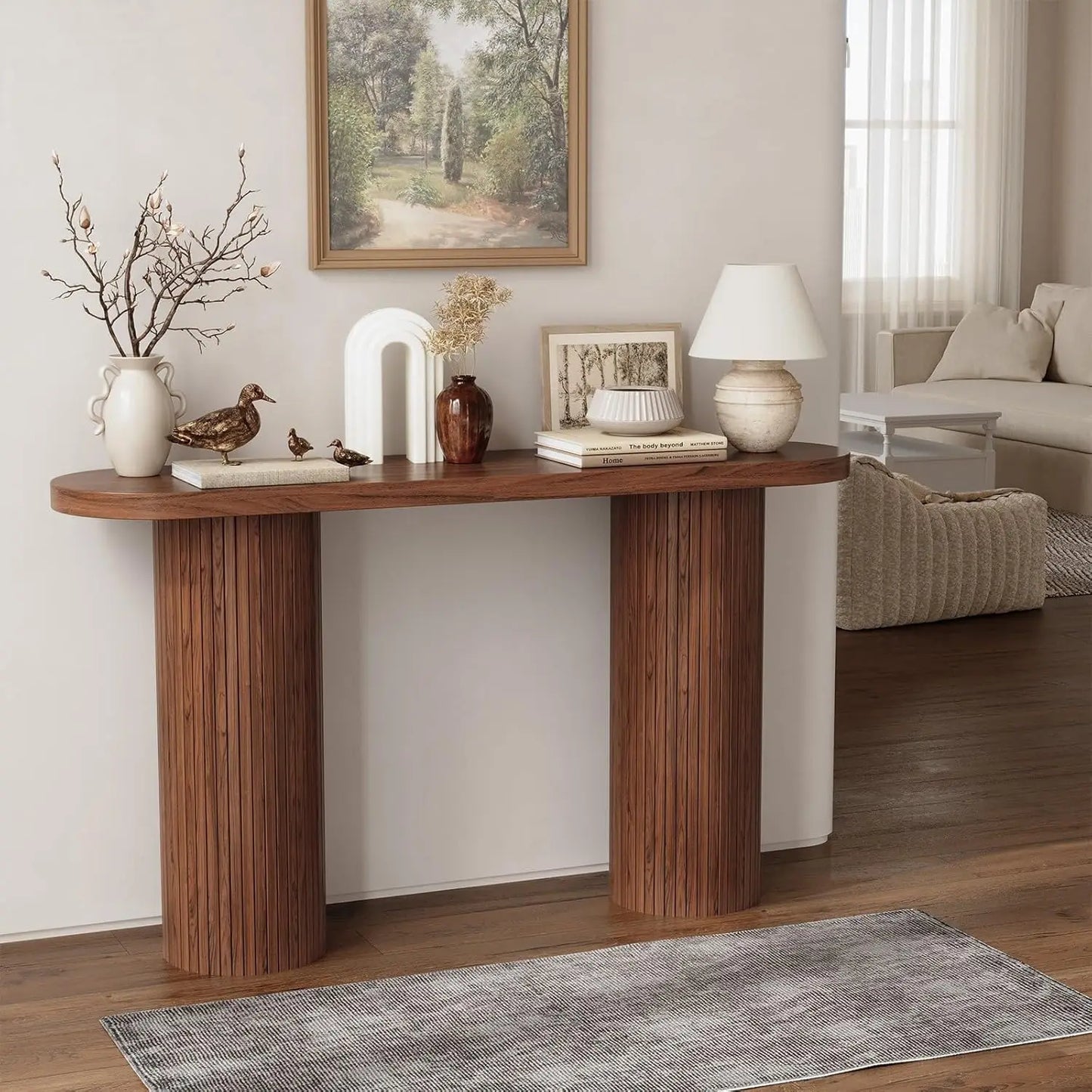 55" Fluted Entryway Table~Wood Console Table