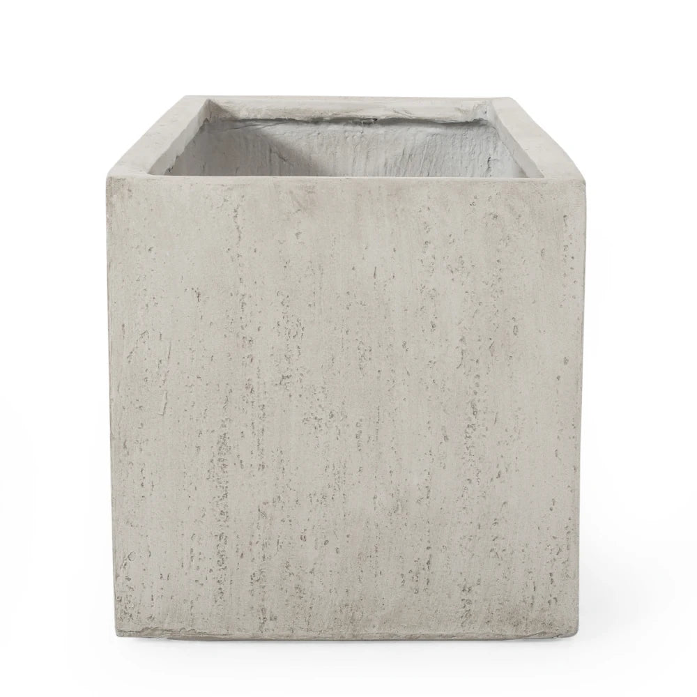 Large Rectangular Stonelike White Outdoor Planter