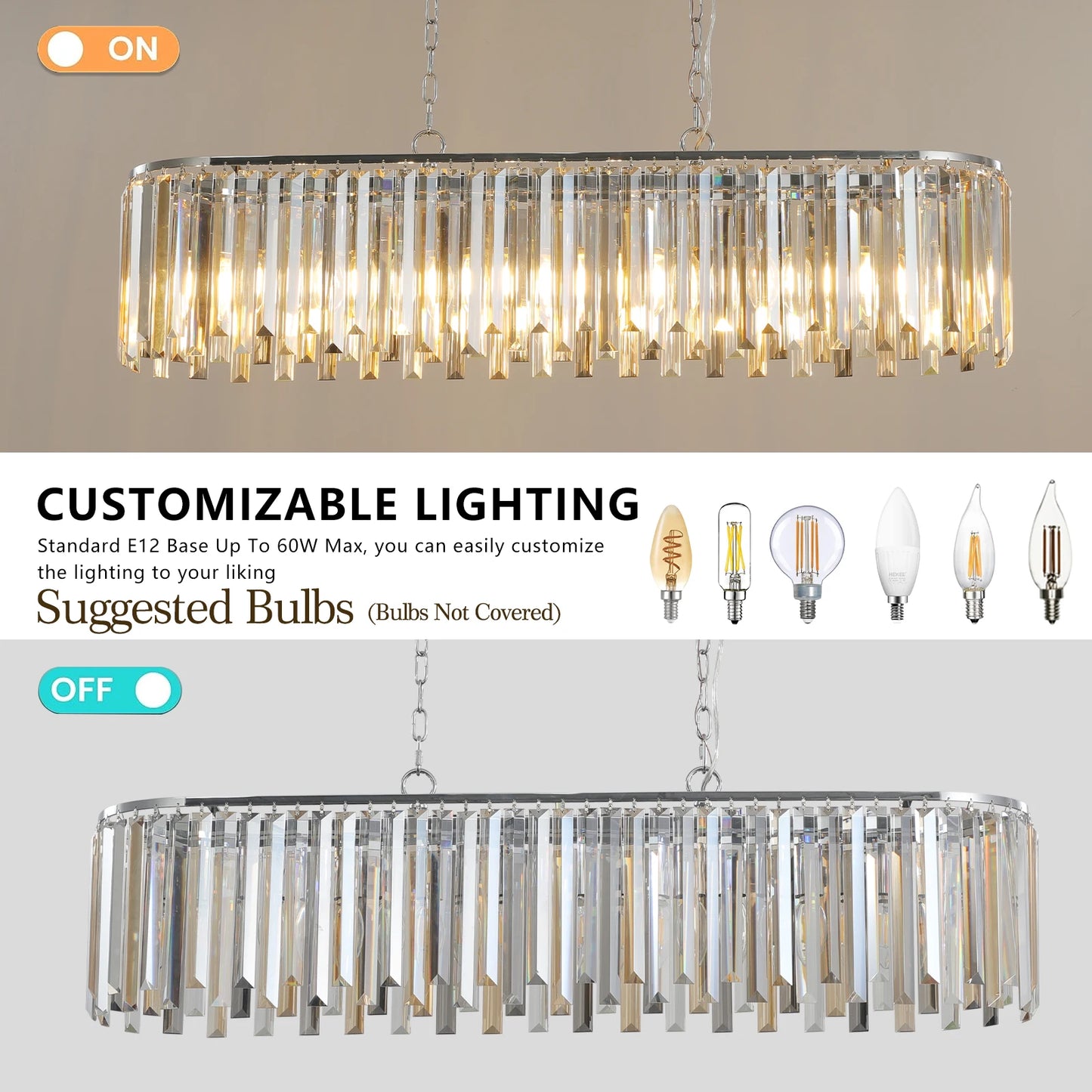 Luxurious Oval Crystal Ceiling Chandelier