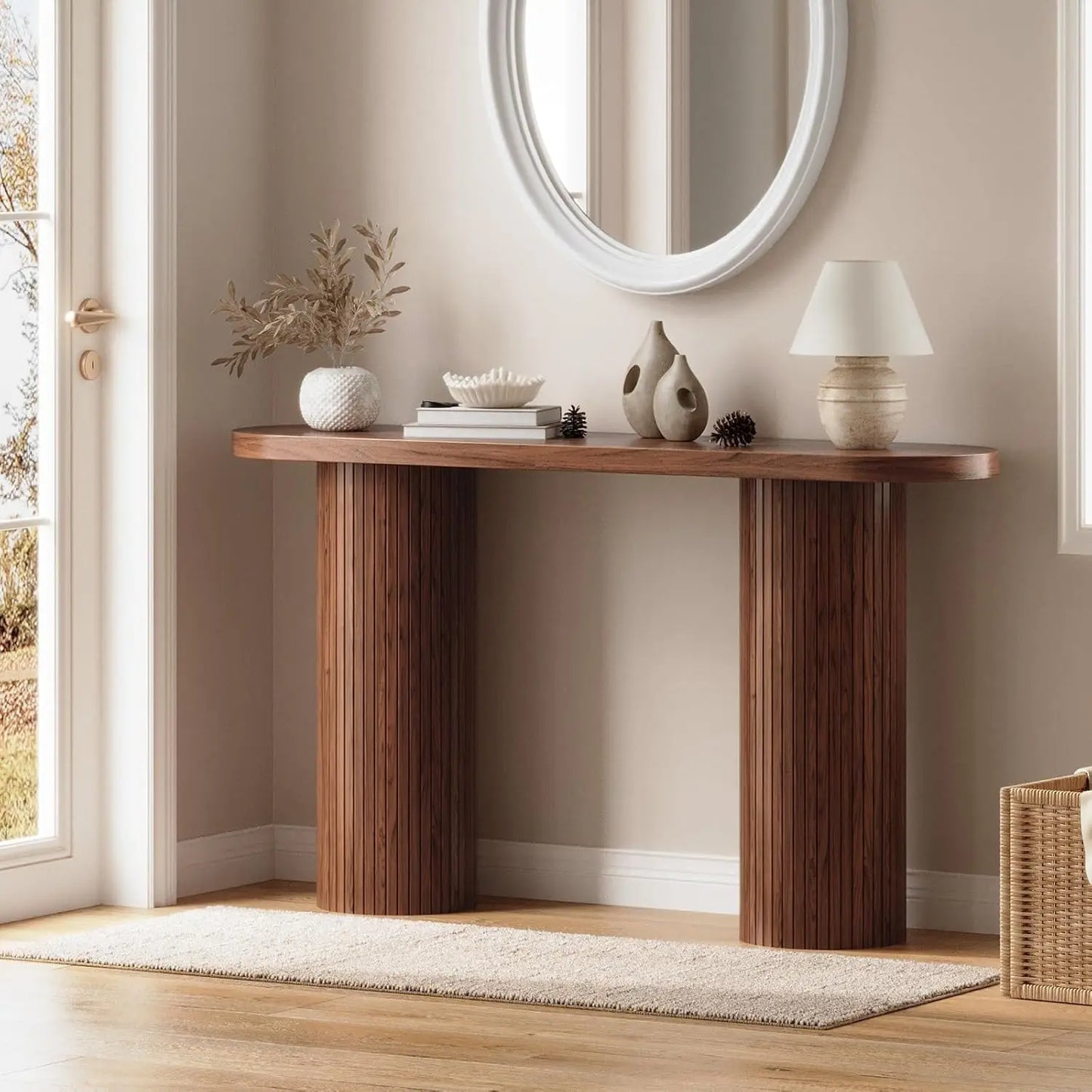 55" Fluted Entryway Table~Wood Console Table