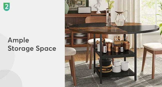 47" Round Solid Wood Dining Table for 4