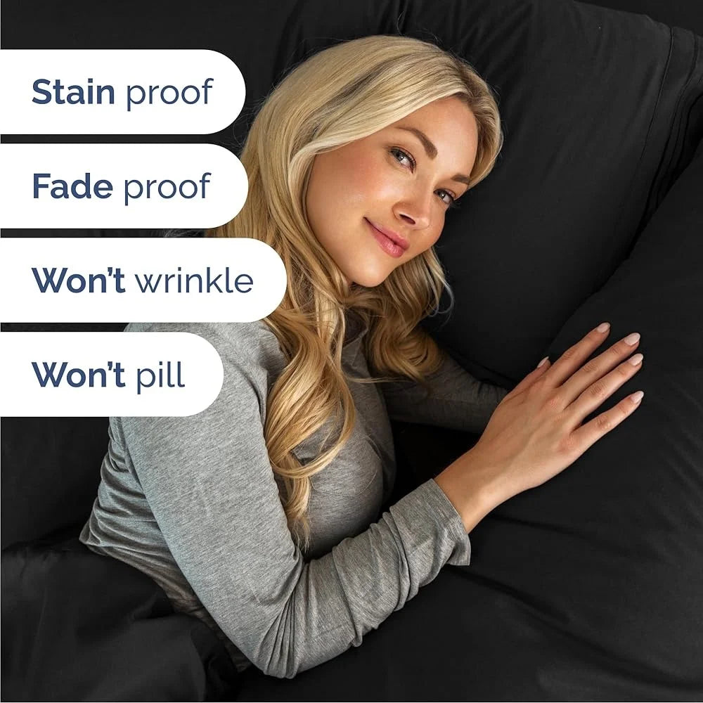 Queen Size 4-Piece Black Microfiber Sheet Set