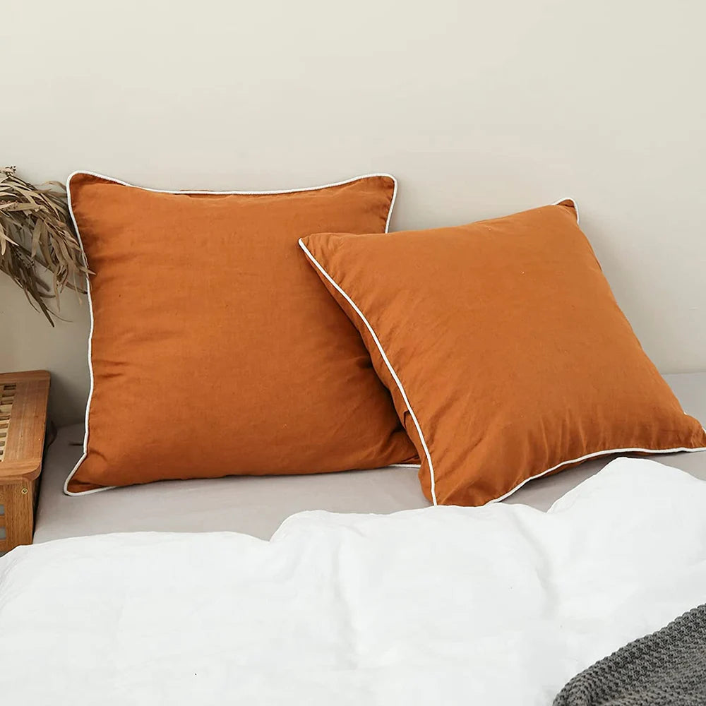 Unique Washed Linen Euro Pillow Sham-Set of 2