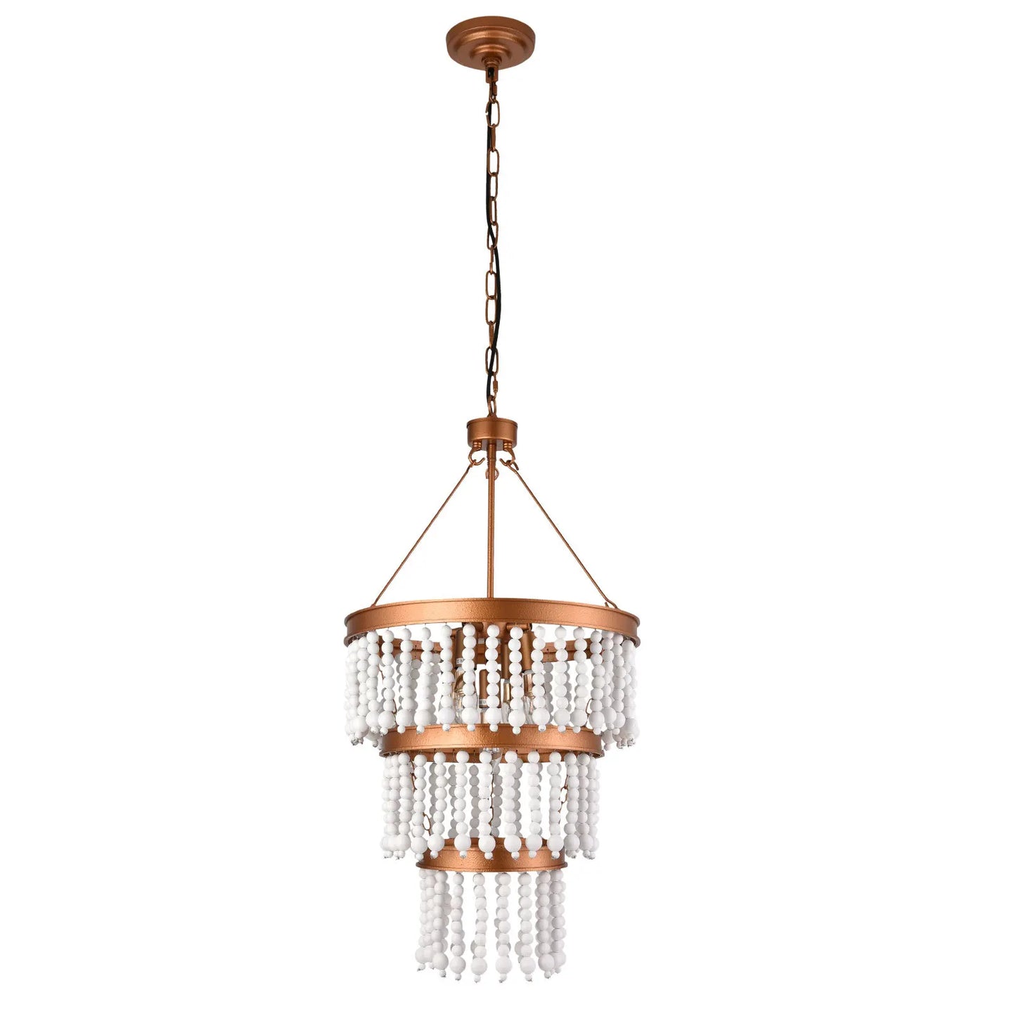 Rustic Boho 5-Light Wood Bead Chandelier