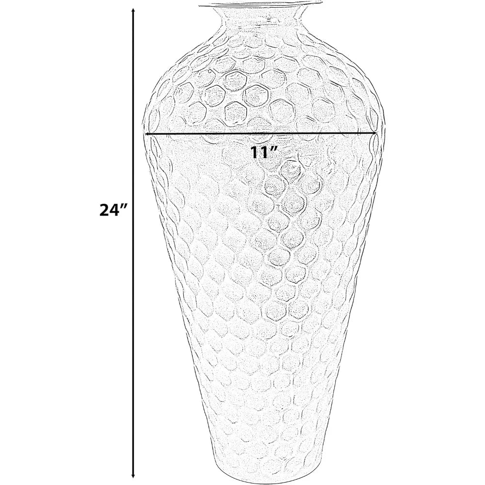 Modern Gold Metal Hammered Elegant Floor Vase