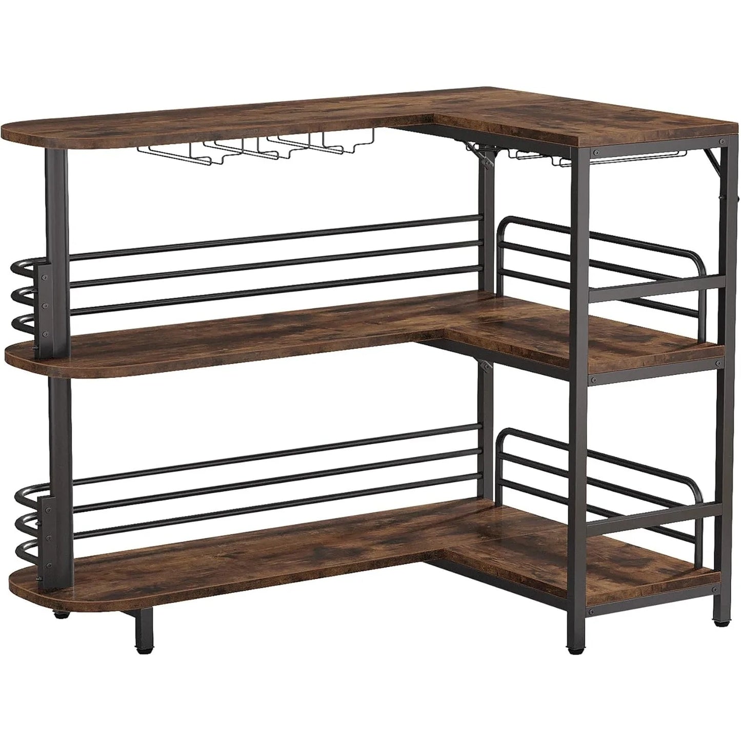 Industrial Liquor Bar Table for Home Pub/ L -Shaped Home Bar Unit