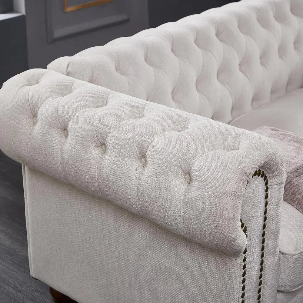 Classic & Luxurious 3-Seater Chesterfield Sofa w/Nailhead Trim