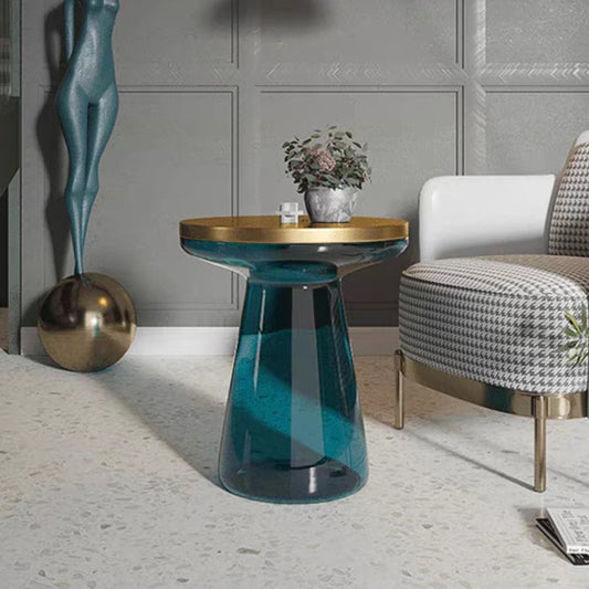 Close-up view of the Luxurious Modern Round Coffee Table highlighting its elegant shape and durable glass surface.