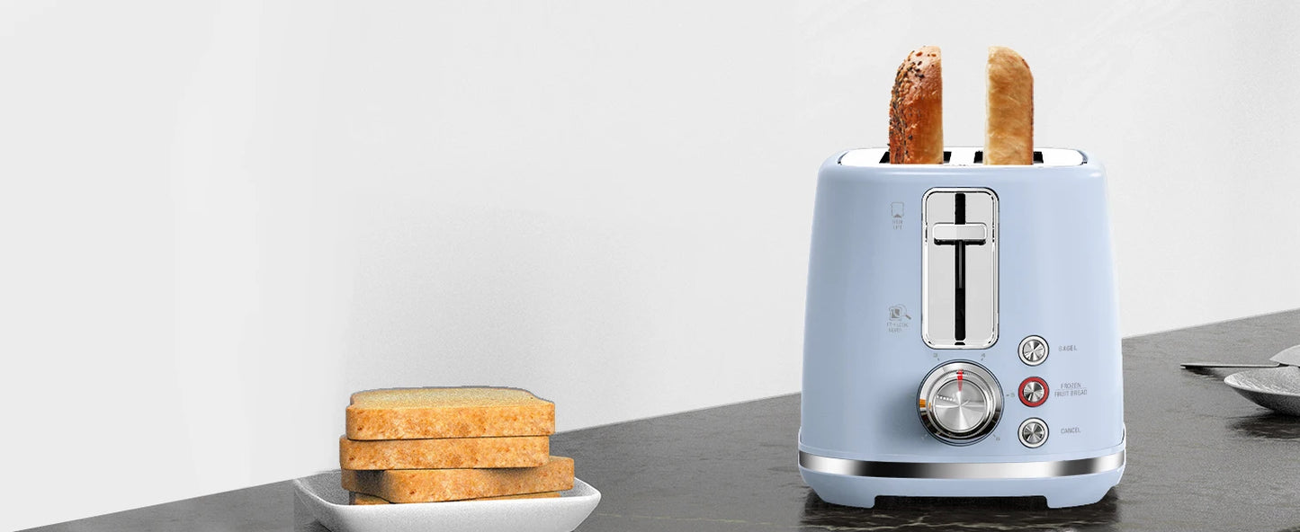 Blue Large-Slot 2-Slice Toaster w/Auto Shut-off