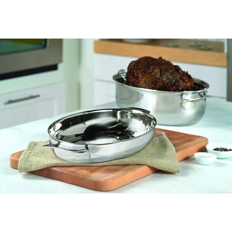 Viking 3-Ply Stainless Steel Oval Roasting Pan w/Lid
