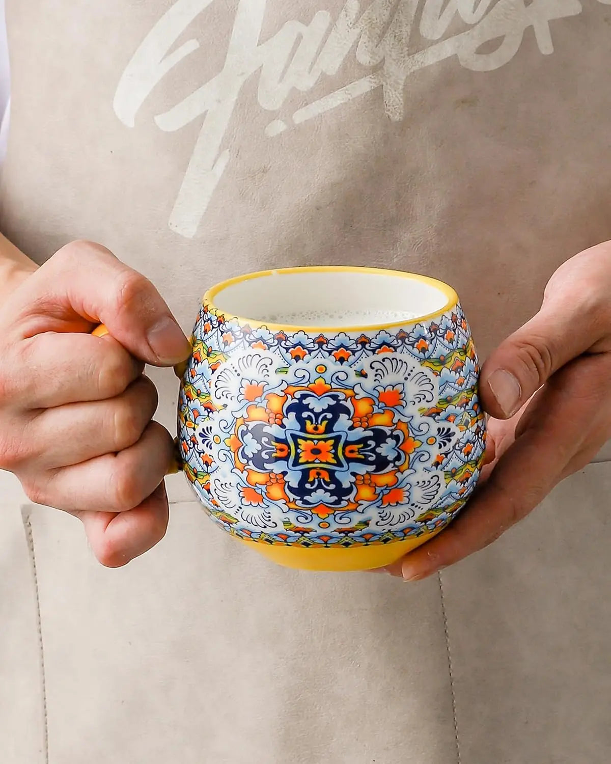 Elegant Boho 20oz Ceramic Coffee Mugs Set beautifully arranged on a rustic table, perfect boho ceramic coffee mugs for cozy gatherings.